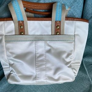 Coach white satiny tote